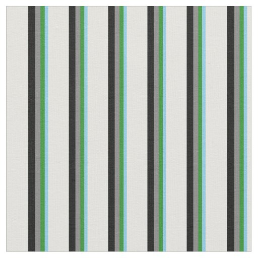 Sky Blue, Forest Green, Gray, Black & Light Cyan Fabric