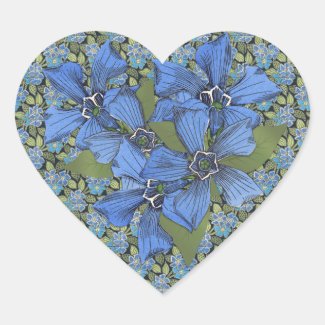 Sky Blue Forget me nots Heart Sticker