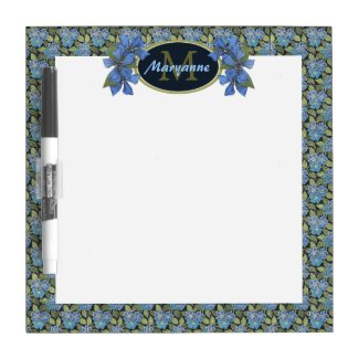 Sky Blue Forget me nots Monogram Dry Erase Board
