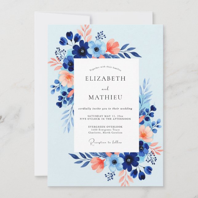 Sky Blue Fresh Coastal Wedding Invitation (Front)