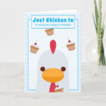 Sky Blue Funny Just Chicken In Birthday Card