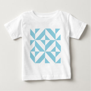 Sky Blue Geometric Deco Cube Pattern Baby T-Shirt