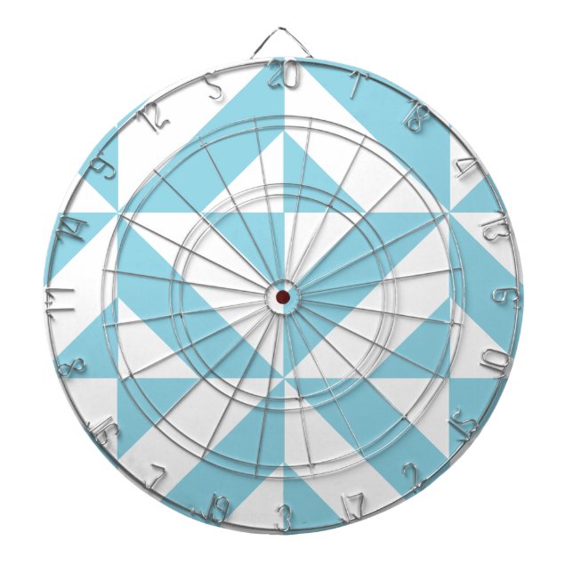 Sky Blue Geometric Deco Cube Pattern Dart Board (Front)