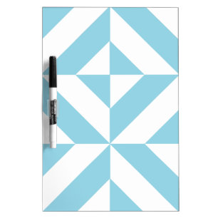 Sky Blue Geometric Deco Cube Pattern Dry-Erase Board