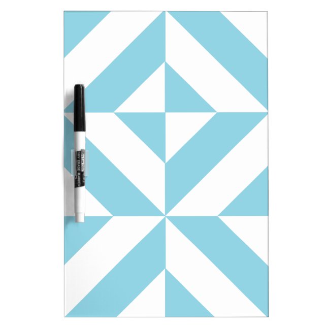 Sky Blue Geometric Deco Cube Pattern Dry-Erase Board (Front)