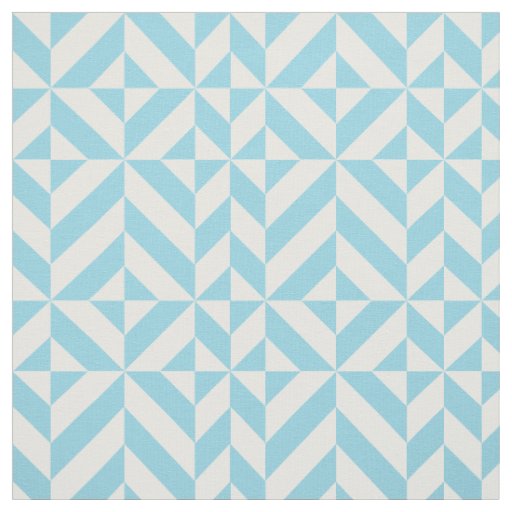 Sky Blue Geometric Deco Cube Pattern Fabric