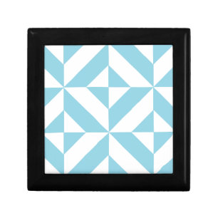 Sky Blue Geometric Deco Cube Pattern Gift Box
