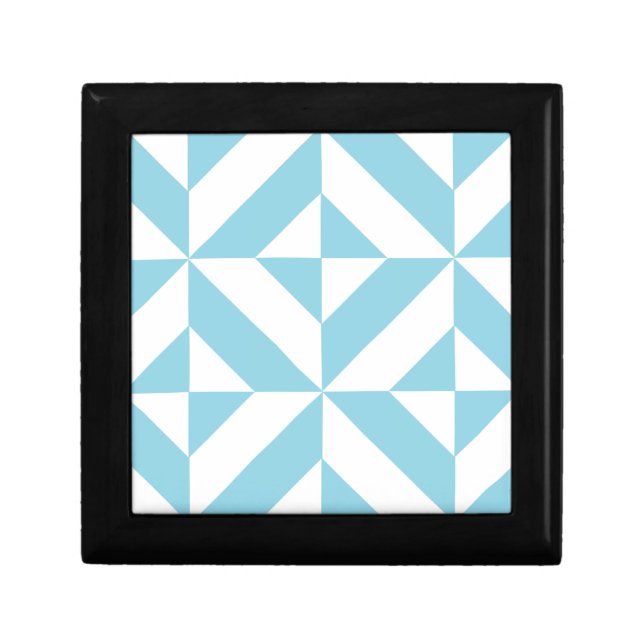 Sky Blue Geometric Deco Cube Pattern Gift Box (Front)