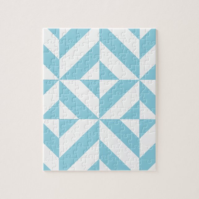 Sky Blue Geometric Deco Cube Pattern Jigsaw Puzzle (Vertical)