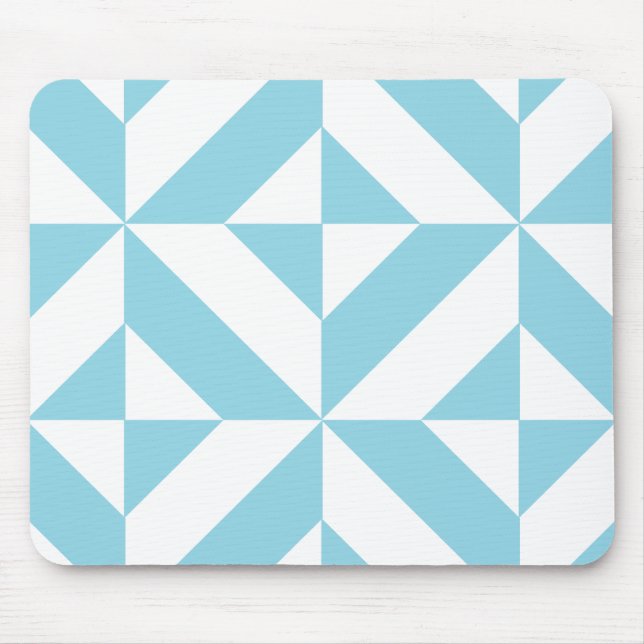 Sky Blue Geometric Deco Cube Pattern Mouse Pad (Front)