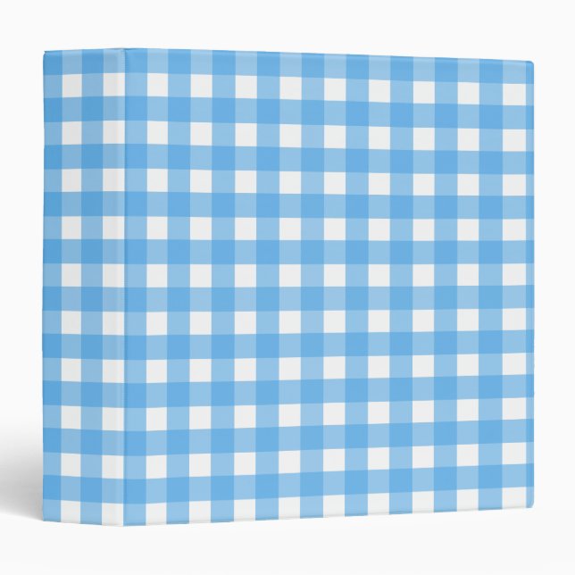 Sky blue gingham 3 ring binder (Front/Spine)