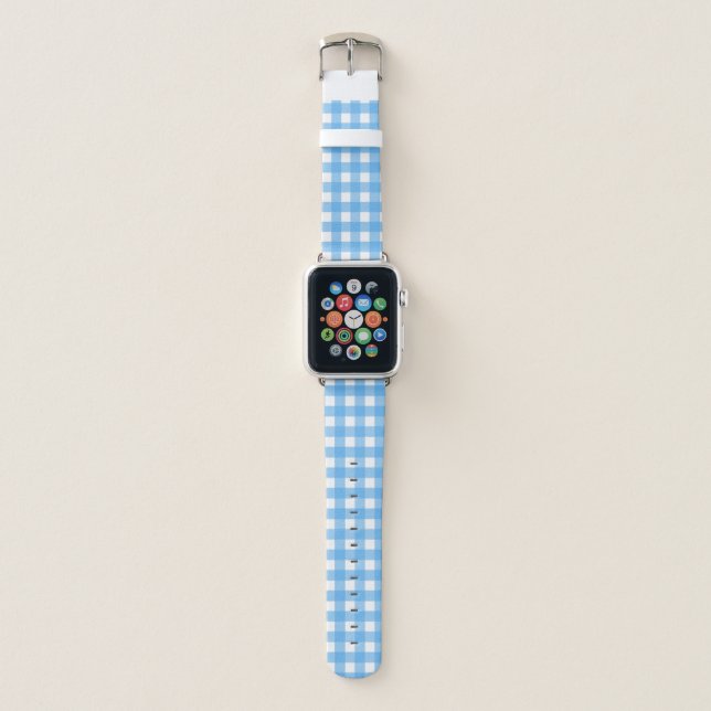 Sky blue gingham apple watch band (Front)