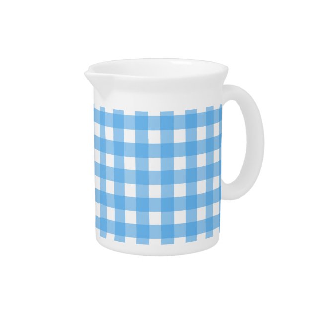Sky blue gingham beverage pitcher (Right)
