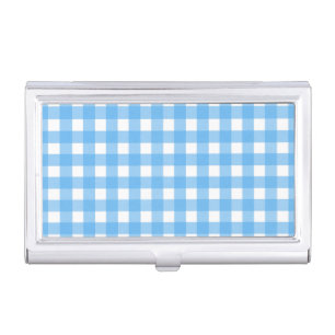 Sky blue gingham business card case