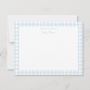 Sky Blue Gingham check Baby boy Flat Thank You