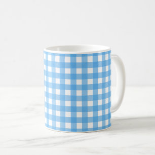 Sky blue gingham coffee mug