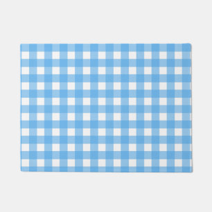 Sky blue gingham doormat