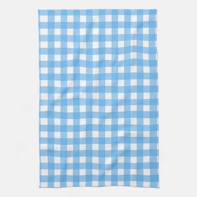 Sky blue gingham kitchen towel (Vertical)