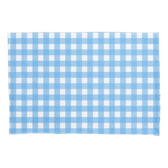 Sky blue gingham pillow case (Front)