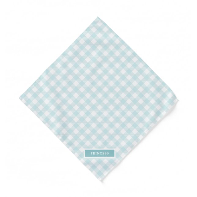 Sky Blue Gingham Plaid Dog Bandana (Front)