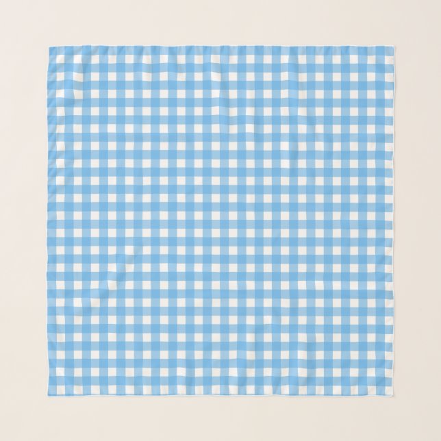 Sky blue gingham scarf (Front)