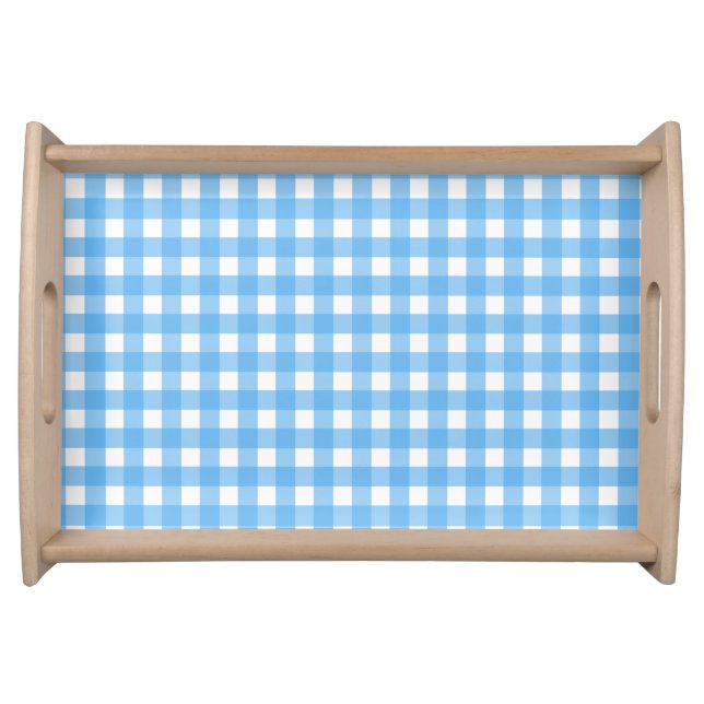 Sky blue gingham serving tray (Front)