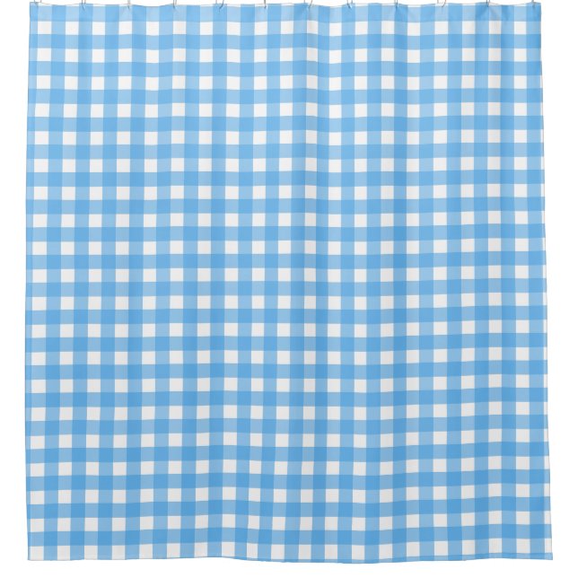 Sky blue gingham shower curtain (Front)