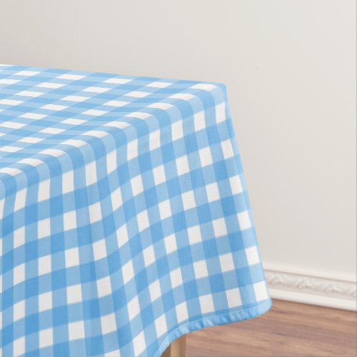 Sky blue gingham tablecloth