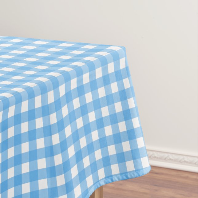 Sky blue gingham tablecloth (In Situ)