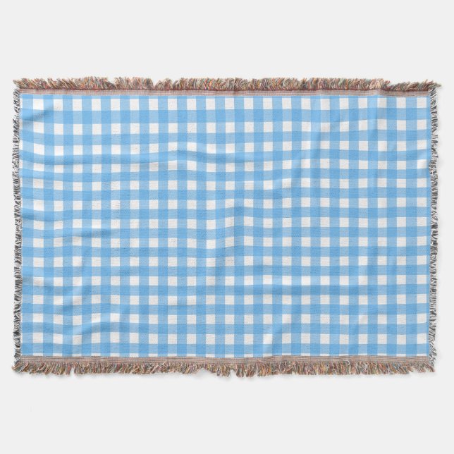 Sky blue gingham throw blanket (Front)