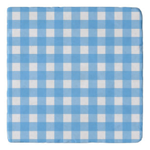 Sky blue gingham trivet