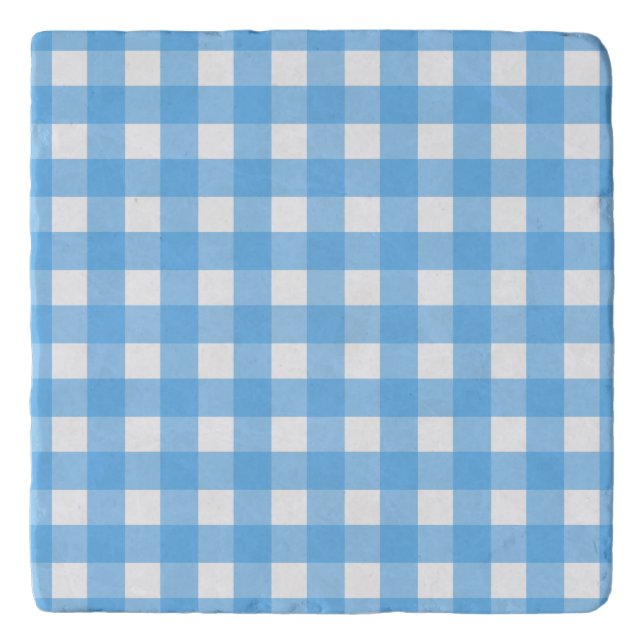Sky blue gingham trivet (Front)