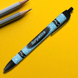 Sky Blue Glitter Crayon Custom Name Push Pen