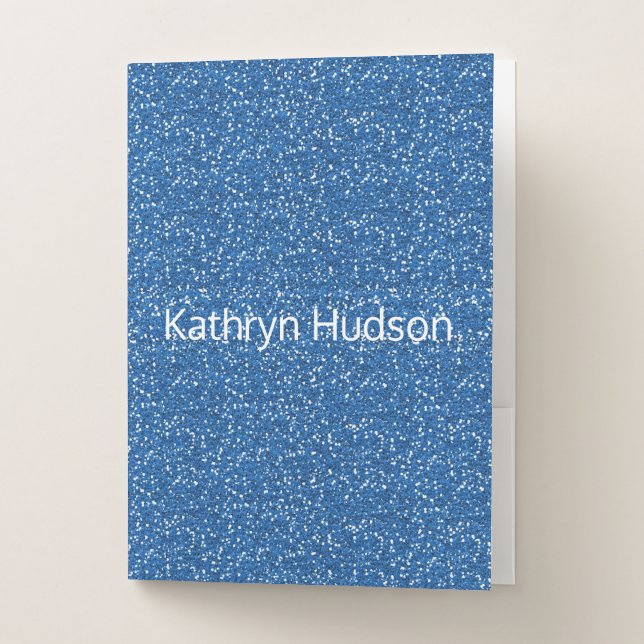 Sky Blue Glitter Custom Pocket Folder (Front)