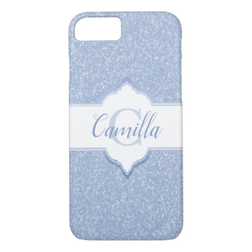 Sky Blue Glitter Monogram iPhone 87 Case