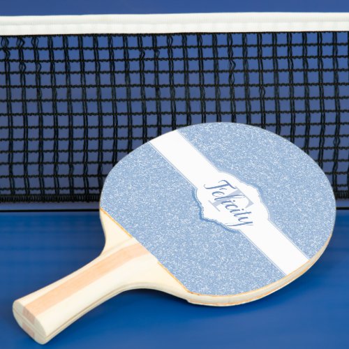 Sky Blue Glitter Monogram Ping Pong Paddle