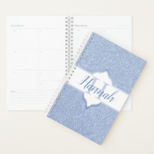 Sky Blue Glitter Monogram Planner