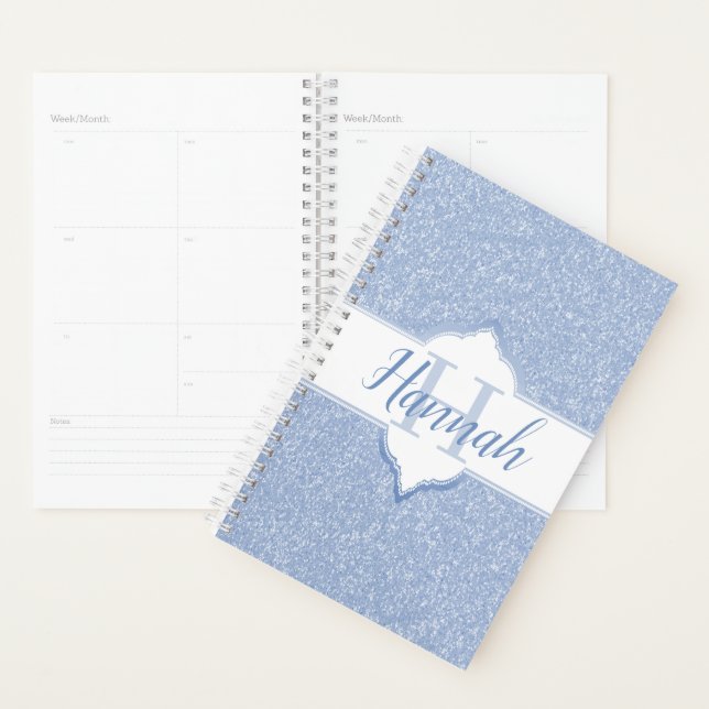 Sky Blue Glitter Monogram Planner (Display)