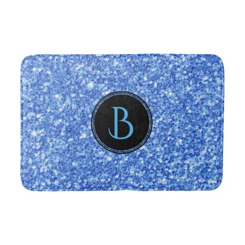 Sky_Blue Glitter Texture With Monogram Bath Mat