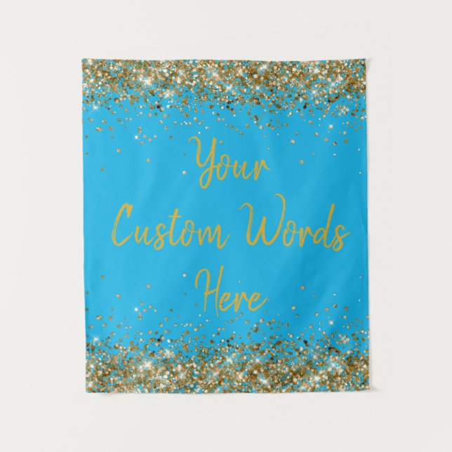 Sky Blue Gold Backdrop Birthday Party Photo Booth (Front)