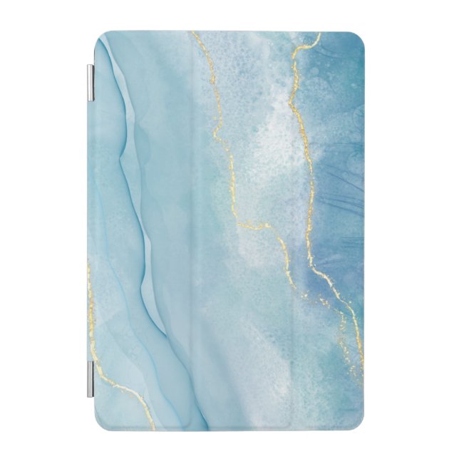 Sky Blue Gold Glitter  iPad Mini Cover (Front)
