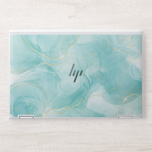 Sky blue gold glitter Sparkle agate marble HP Laptop Skin