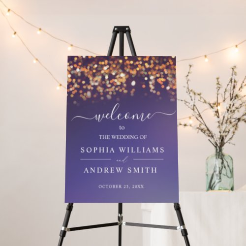 Sky Blue  Gold Wedding Welcome Sign