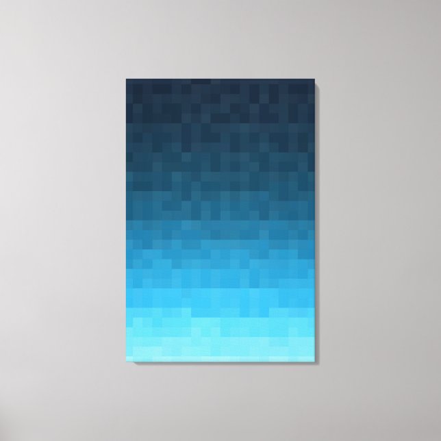 sky blue gradient | pixel square blocks | canvas print (Front)