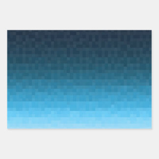 sky blue gradient | pixel square blocks | wrapping paper sheets