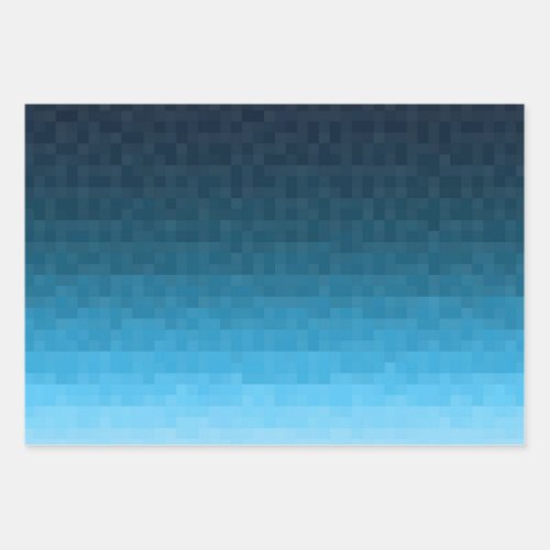 sky blue gradient  pixel square blocks  wrapping paper sheets