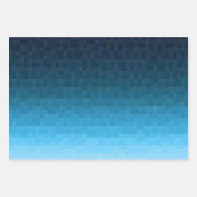sky blue gradient | pixel square blocks | wrapping paper sheets (Front)
