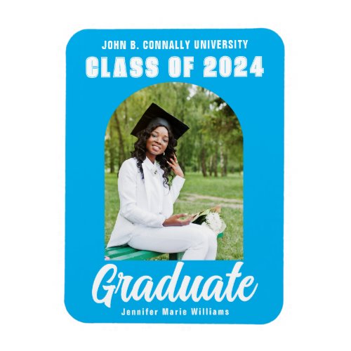 Sky Blue Graduate Photo Modern Arch Graduation Magnet