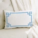 Sky Blue Greek Key Border Lumbar Pillow<br><div class="desc">Preppy modern throw pillow with a geometric Greek key border. Adorable and unique gifts!</div>