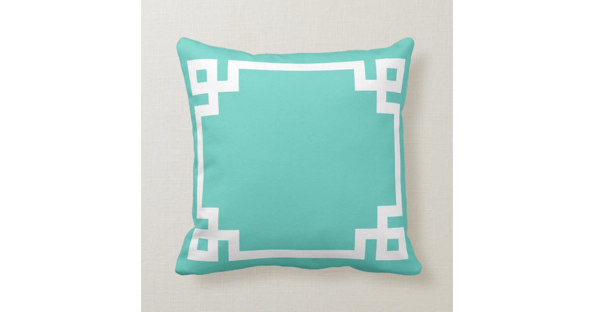 Sky Blue Greek Key Pillow